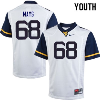 Youth West Virginia Mountaineers NCAA #68 Briason Mays White Authentic Nike Stitched College Football Jersey XE15N11NN